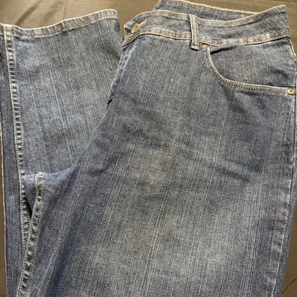 Riders by Lee Womens 18W L Dark Wash High Rise Straight Leg Jeans Stretch EUC - Picture 2 of 10